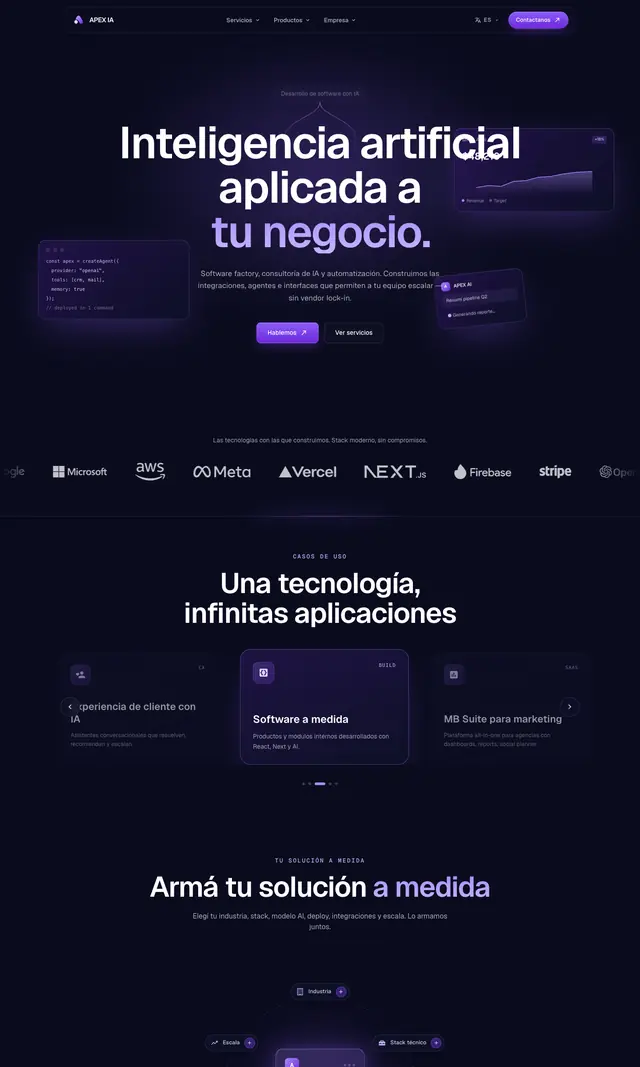 Página de inicio de APEX IA Partner en computadora