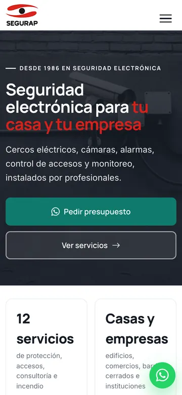 Página de inicio de Segurap en celular
