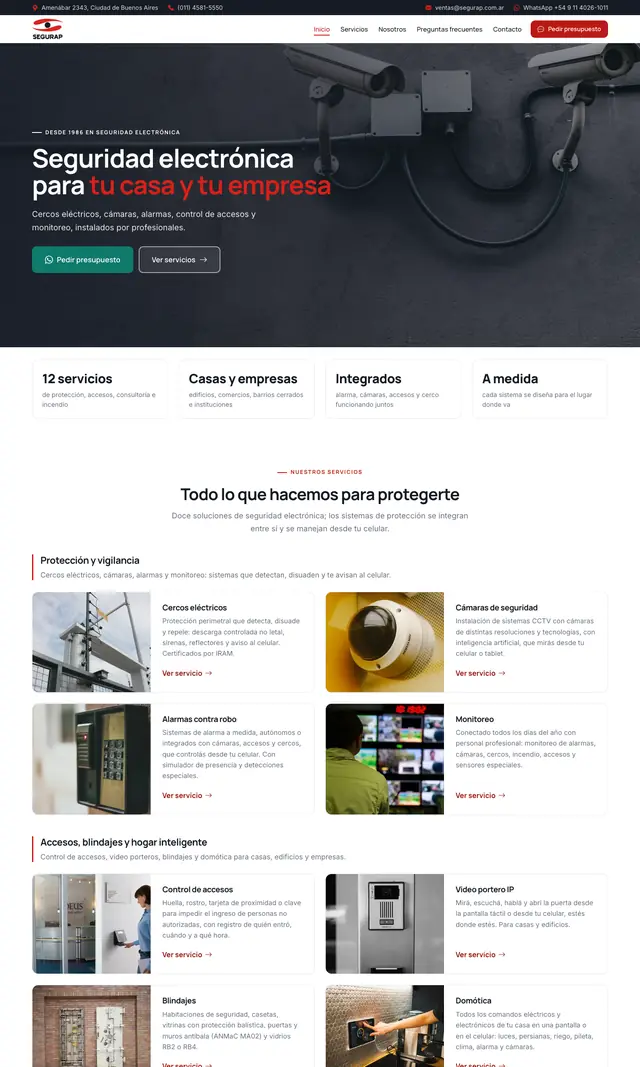 Página de inicio de Segurap en computadora